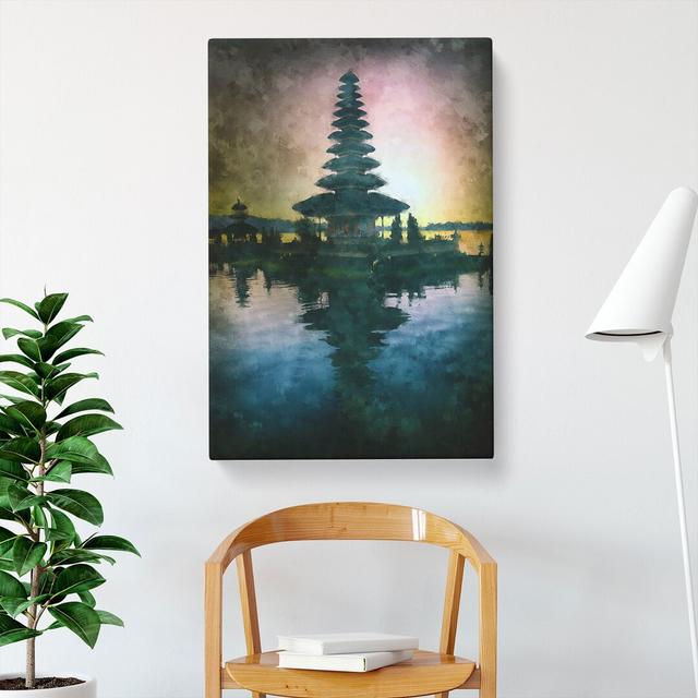 Temple in Bali Indonesia at Sunset - Wrapped Canvas Graphic Art East Urban Home Size: 40cm H x 35cm W x 3cm D on Productcaster.