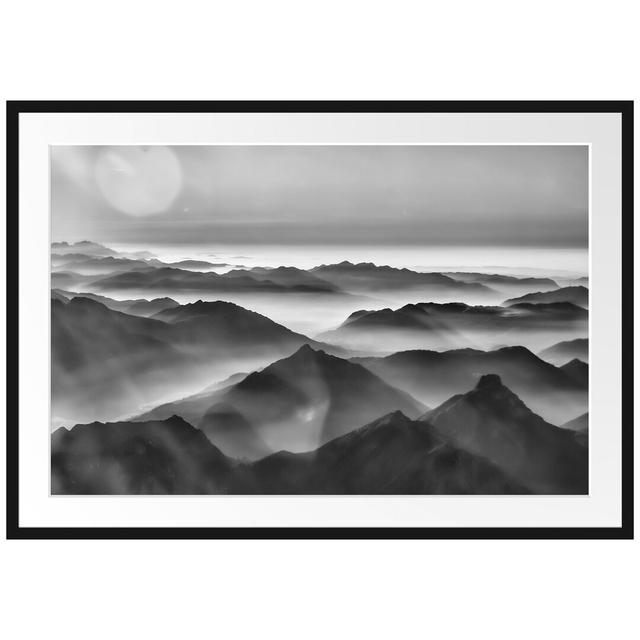 Gerahmter Fotodruck Beautiful Alpine Mountains East Urban Home Größe: 60 cm H x 80 cm B x 2,4 cm T, Matte Farbausführung: Weiß, Farbe: Schwarz/Weiß on Productcaster.