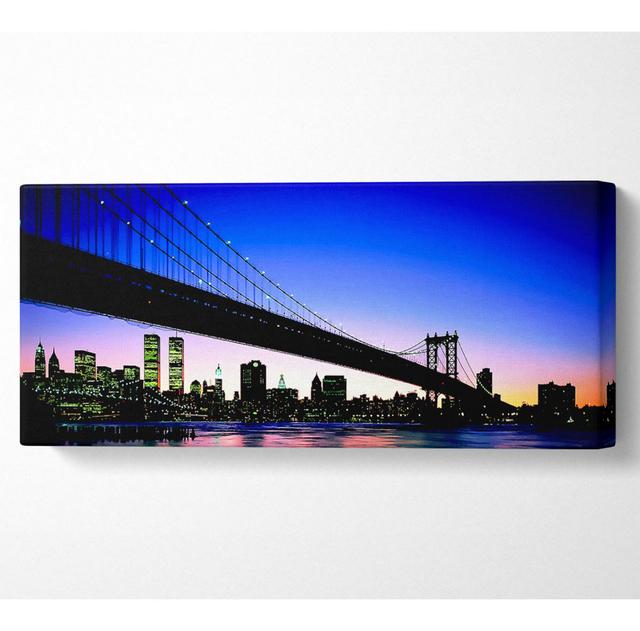 New York City Afar Blue - Kunstdrucke auf Leinwand Ebern Designs Größe: 81,3 cm H x 183 cm B x 10 cm T on Productcaster.