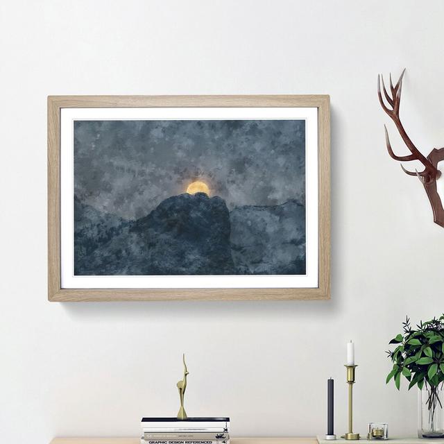 Moon Behind the Mountains in Canada - Picture Frame Painting Print East Urban Home Frame Option: Oak Framed, Size: 24cm H x 33cm W x 2cm D on Productcaster.