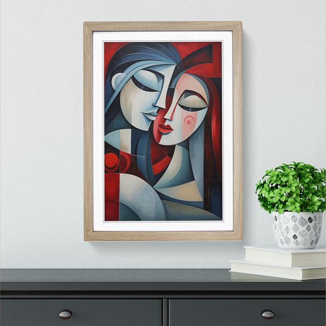 Lovers Cubism No.4 - Single Picture Frame Print on Wood Metro Lane Frame Colour: Oak, Size: 64cm H x 46cm W x 2cm D on Productcaster.