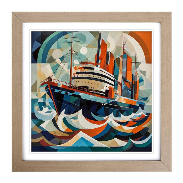 Ship On The Ocean Constructivism - Single Picture Frame Print on Wood Breakwater Bay Frame Colour: Oak on Productcaster.