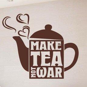 Make Tea Not War Wall Sticker East Urban Home Colour: Beige, Size: Medium on Productcaster.