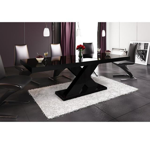 Abingdon Extendable Dining Table Ivy Bronx Colour: High-gloss black on Productcaster.