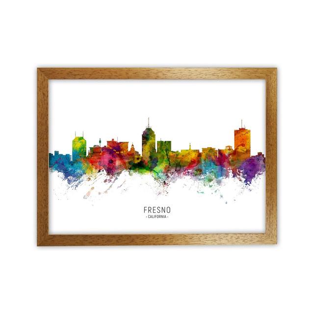 Fresno California Skyline by Michael Tompsett - Graphic Art Latitude Run Format: Brown Framed, Size: 64cm H x 88cm W x 3cm D on Productcaster.