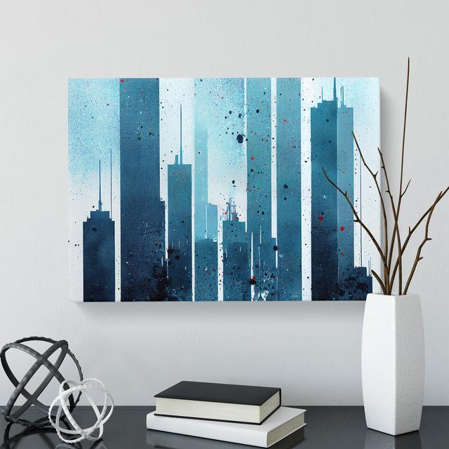 Welcoming Skyscraper Skyline Abstract - Wrapped Canvas Graphic Art Latitude Run Size: 40cm H x 60cm W x 3cm D on Productcaster.