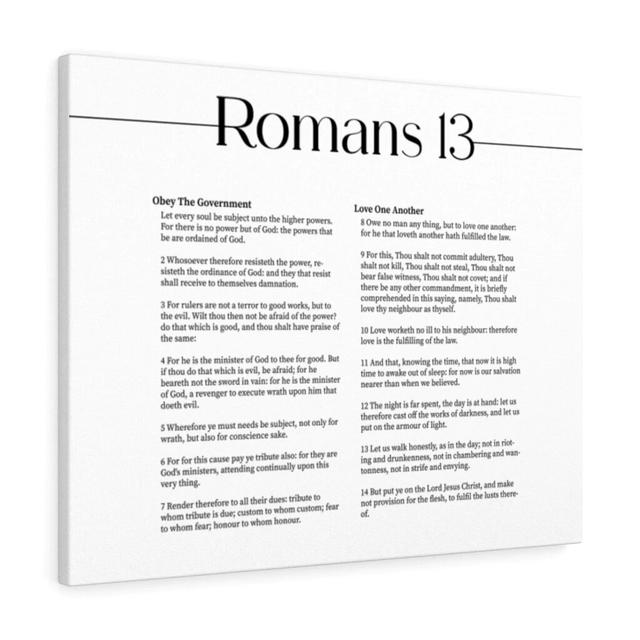 Romans 13 - Wrapped Canvas Typography Blue Elephant Size: 28cm H x 36cm W on Productcaster.