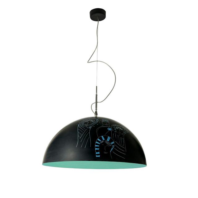 1 - Light Black Dome Pendant In-es.artdesign Shade Colour: Black/Turquoise on Productcaster.