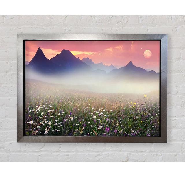 Flower Mountain Mist Framed Print Union Rustic Size: 59.7cm H x 84.1cm W x 3.4cm D, Format: Silver Framed Paper on Productcaster.