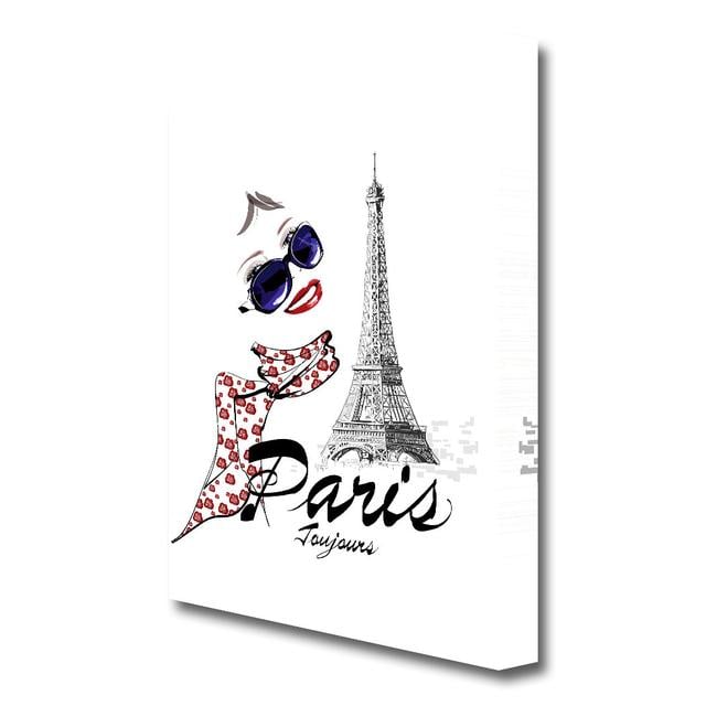 Paris Style Fashion - Wrapped Canvas Graphic Art Print East Urban Home Size: 121.9 cm H x 81.3 cm W on Productcaster.