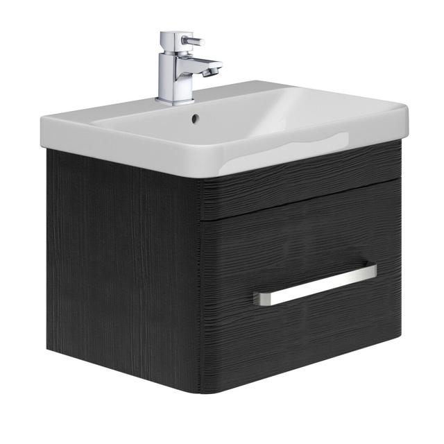 Stibbington 80mm Wall Mount Vanity Unit Belfry Bathroom Base Finish: Black on Productcaster.