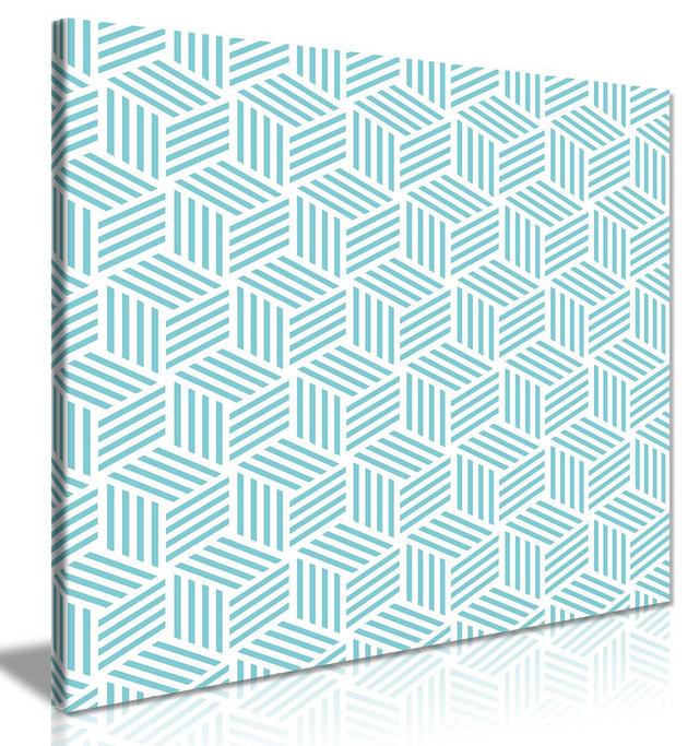 Teal Wall Art Abstract Cubes Canvas Wall Art Picture Print Panther Print Size: 41cm H x 41cm W on Productcaster.