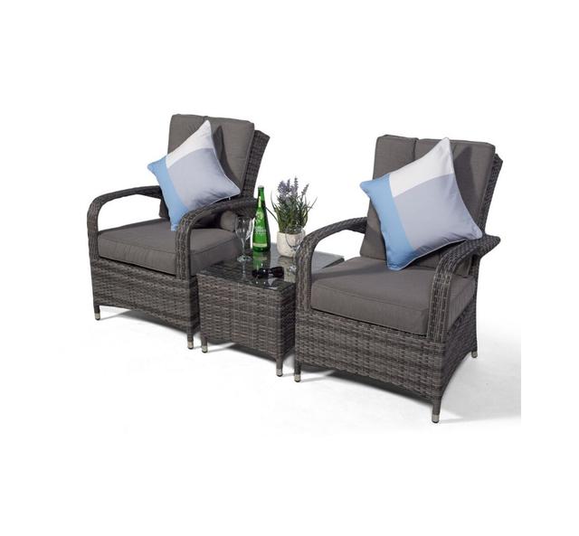 2-Sitzer Lounge-Set aus Polyrattan mit Polster Garten Living Farbe des Kissens: Dunkelgrau, Rahmenfarbe: Dunkelgrau on Productcaster.