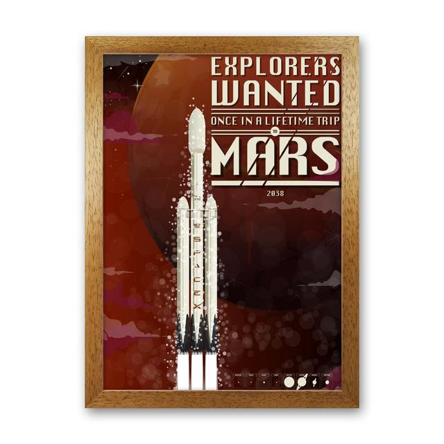 SpaceX - Graphic Art Print on Paper Happy Larry Frame Option: Oak Framed, Size: 42cm H x 30cm W x 3cm D on Productcaster.