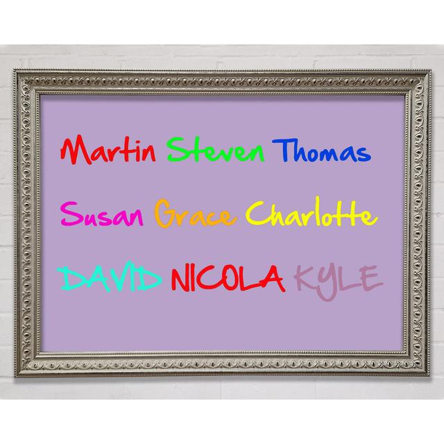 Your Name In A Choice Of Colours Framed Print Happy Larry Colour: Lilac, Size: 59.1cm H x 84.1cm W on Productcaster.