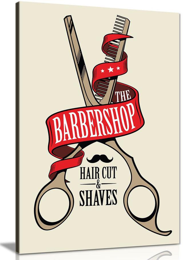 Barber Shop Decor Scissors - Wrapped Canvas Print Panther Print Size: 76cm H x 51cm W on Productcaster.