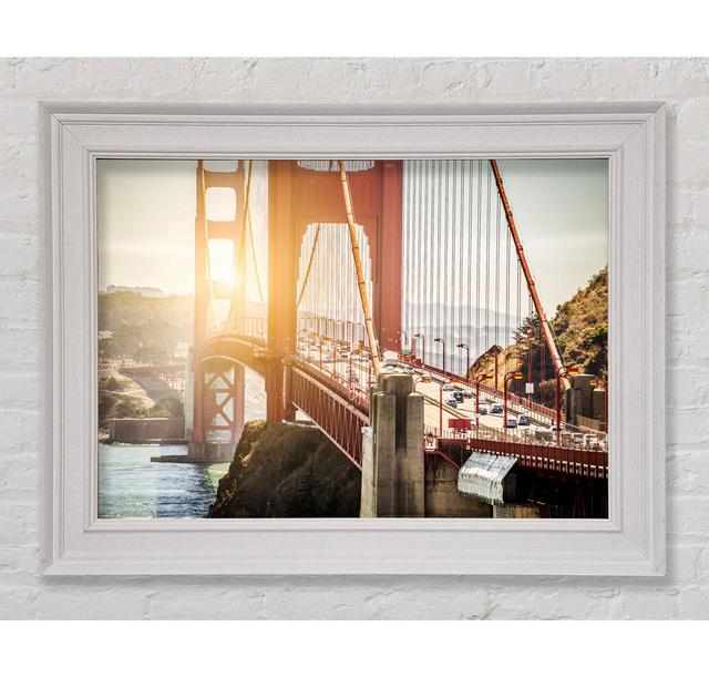 Sunrise Glow Over The Golden Gate Bridge Framed Print Ebern Designs Size: 84.1cm H x 142.2cm W on Productcaster.