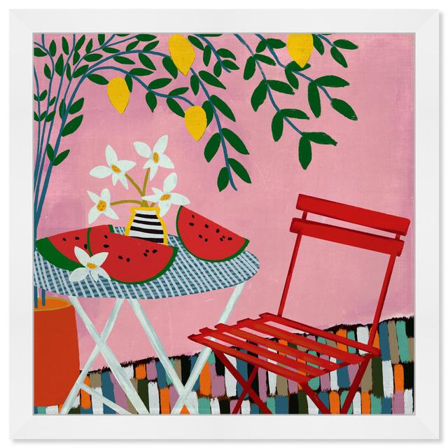 Floral And Botanical Colorful Picnic Garden Table Set by Oliver Gal - Painting Oliver Gal Frame Colour: White Framed, Size: 76.2cm H x 76.2cm W on Productcaster.