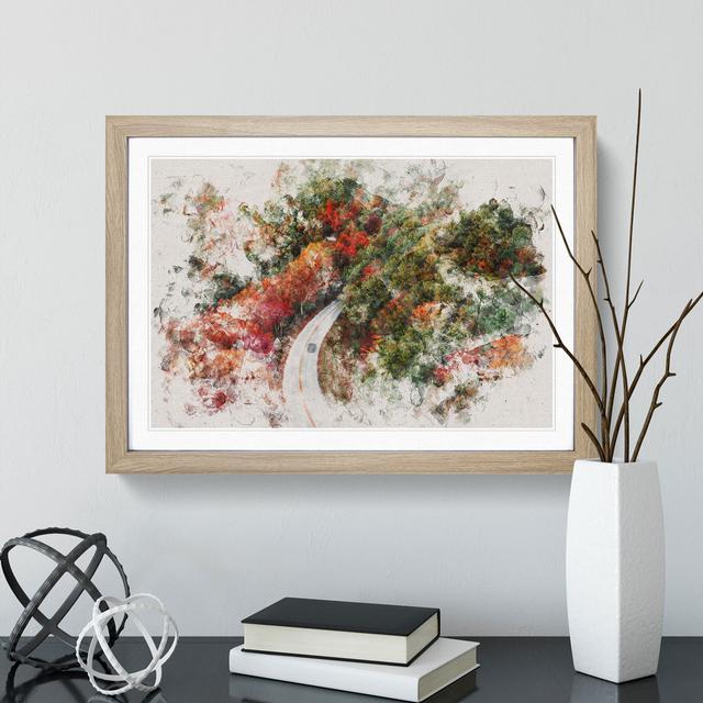 Road Through an Autumn Forest Vol.2 Watercolour - Picture Frame Graphic Art East Urban Home Size: 65cm H x 90cm W x 2cm D, Frame Option: Oak Framed on Productcaster.