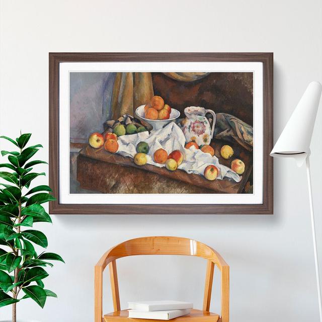 Still Life with Apples and Oranges by Paul Cezanne - Picture Frame Painting on MDF East Urban Home Frame Option: Walnut, Size: 48cm H x 65cm W x 2cm D on Productcaster.