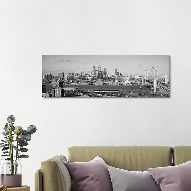 Philadelphia Skyline Cityscape - Wrapped Canvas Panoramic Print Brayden Studio Size: 40.64cm H x 121.92cm W x 1.905cm D on Productcaster.