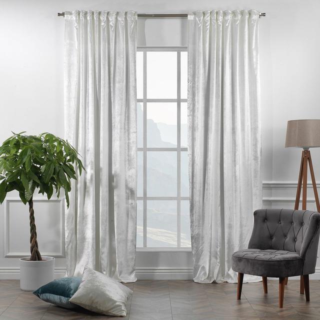 Extra Long & Extra Wide Shiny Velvet Curtain Panel (customized) Lilijan Home & Curtain Panel Size: 140cm Width x 350cm Drop, Curtain Colour: White on Productcaster.