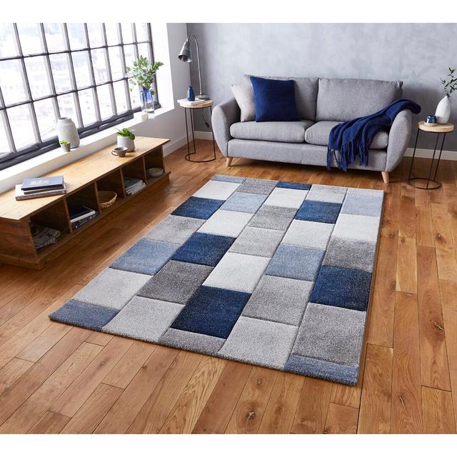 Brooklyn area rug Machine Woven Rectangle Grey/Blue Brayden Studio Rug Size: Rectangle 160 x 220cm on Productcaster.