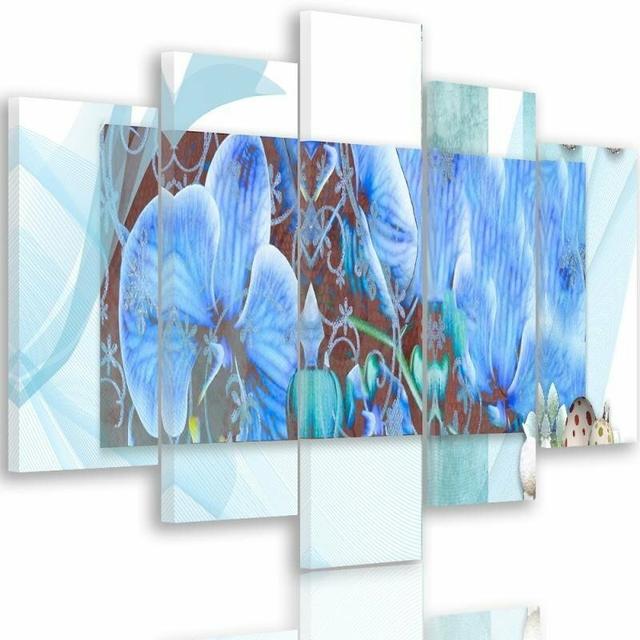 'Composition Orchid 2' - 5 Piece Wrapped Canvas Graphic Art Print Set Brayden Studio Size: 100cm H x 150cm W on Productcaster.