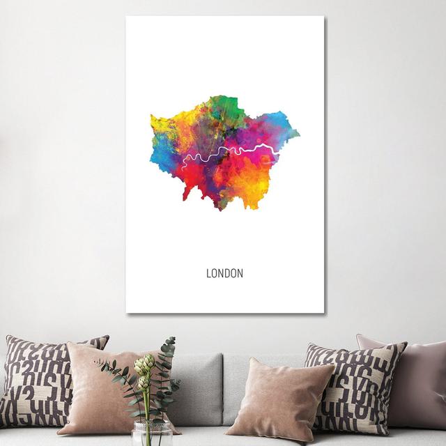 London Map by Michael Tompsett - Wrapped Canvas Painting Latitude Run Size: 152.4cm H x 101.6cm W x 3.81cm D on Productcaster.