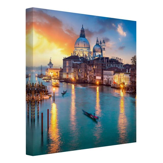 Sunset in Venice - Wrapped Canvas Photograph Ebern Designs Size: 80cm H x 80cm W, Format: 330g/m² recycled canvas on Productcaster.