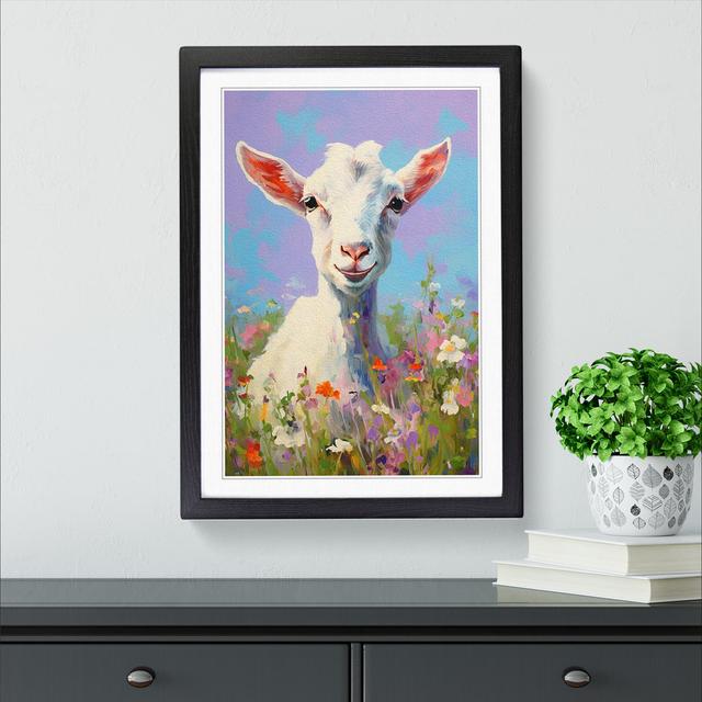 Goat Impressionism No.2 - Single Picture Frame Art Prints on Wood Brambly Cottage Size: 64cm H x 46cm W x 2cm D, Format: Black on Productcaster.