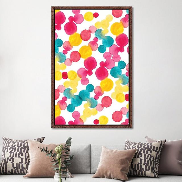 Watercolour Dots by Sara Berrenson - Painting on Canvas Ebern Designs Size: 152.4cm H x 101.6cm W x 3.81cm D, Format: Classic Brown Wood Framed on Productcaster.