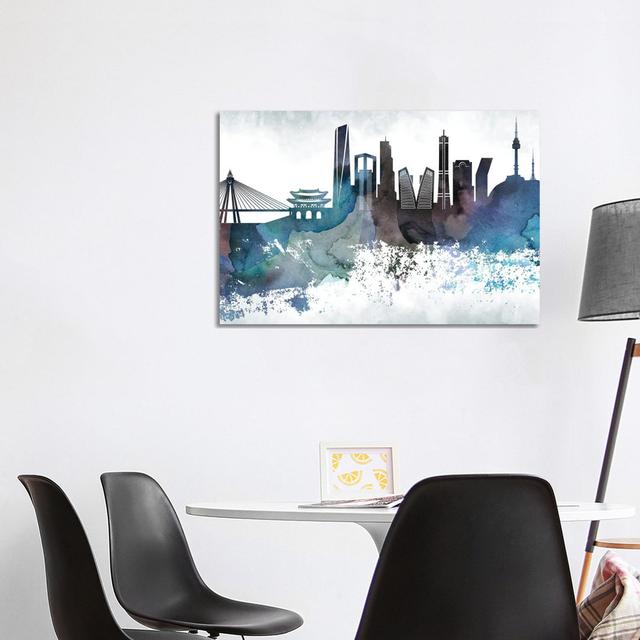 Seoul Bluish Skyline by WallDecorAddict - Wrapped Canvas Art Prints Latitude Run Size: 66.04cm H x 101.6cm W x 1.91cm D on Productcaster.