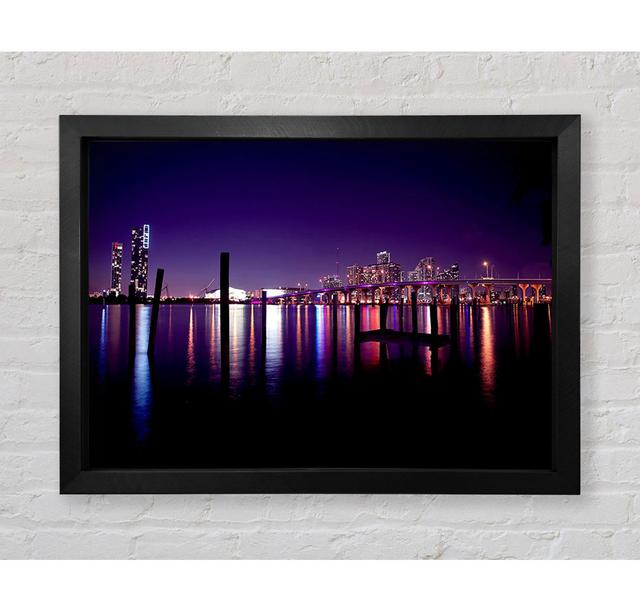 Miami Skyline Framed Print Bright Star Size: 59.7cm H x 84.1cm W on Productcaster.