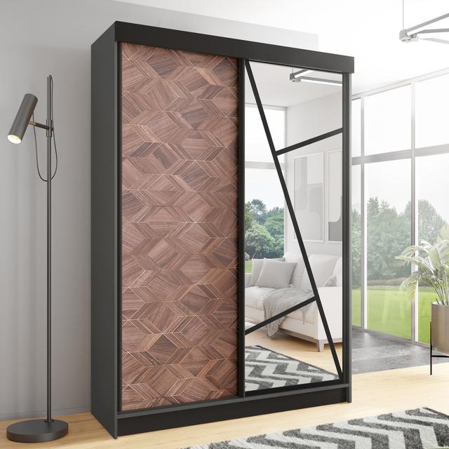 Drehtürenschrank Cecillia Brayden Studio Ausführung: Braun/Grau, Größe: 205 cm H x 140 cm B x 60 cm T on Productcaster.