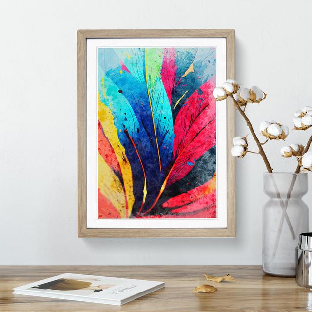 Feather Splash No.1 Abstract - Single Picture Frame Painting Latitude Vive Frame Colour: Oak, Size: 46cm H x 34cm W x 2cm D on Productcaster.