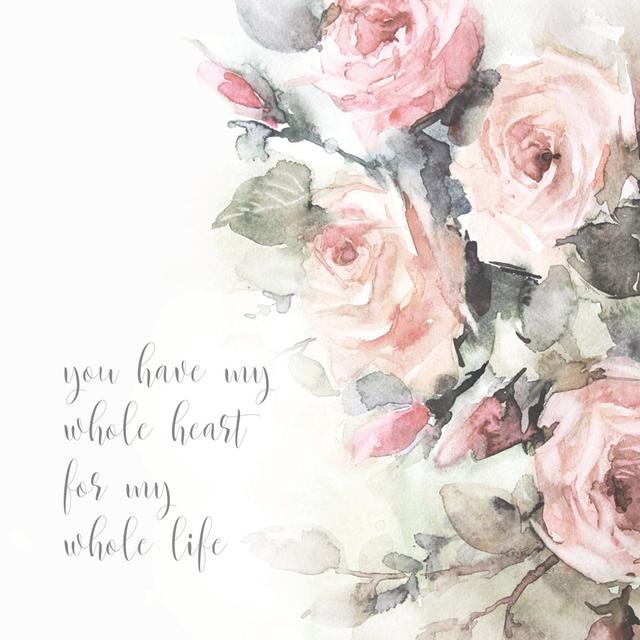 Whole Heart Whole Life Flowers - Wrapped Canvas Art Prints Rosdorf Park Size: 122cm H x 122cm W x 3.8cm D on Productcaster.