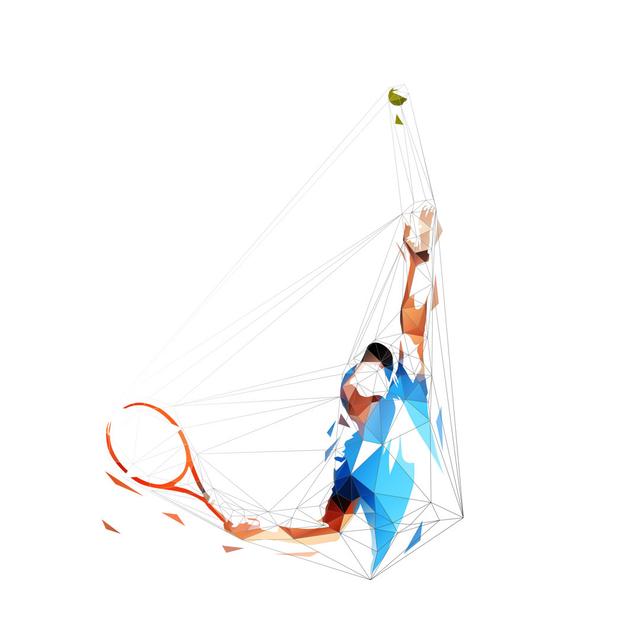 Tennis Player Serving Ball by Msan10 - Wrapped Canvas Graphic Art Metro Lane Size: 76cm H x 76cm W on Productcaster.