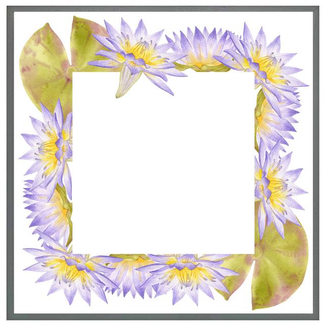 Atef Gold & Purple Flowers - Single Picture Frame Print Metro Lane Size: 41cm H x 41cm W x 4cm D, Frame Colour: Grey Framed on Productcaster.