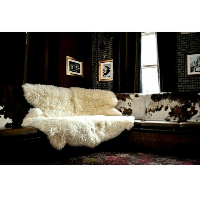 McMullen Solid Colour Sheepskin Novelty 160cm X 200cm White Area Rug Set Union Rustic on Productcaster.