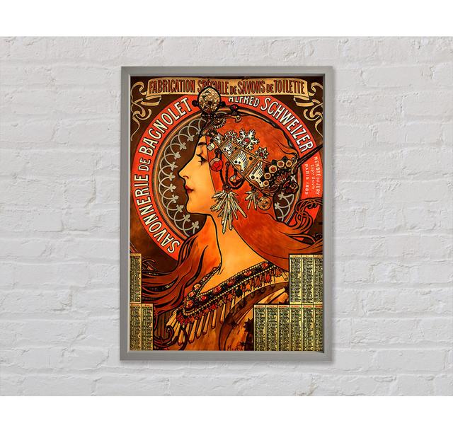 Alphonse Mucha Savonnerie De Bagnolet - Einzelner Bilderrahmen Kunstdrucke auf Leinwand Marlow Home Co. Größe: 59,7 cm H x 84,1 cm B x 3,3 cm T on Productcaster.