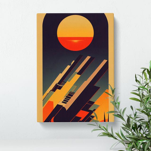 Retro Sunset Art No.2 - Wrapped Canvas Graphic Art George Oliver Size: 76cm H x 50cm W x 3cm D on Productcaster.