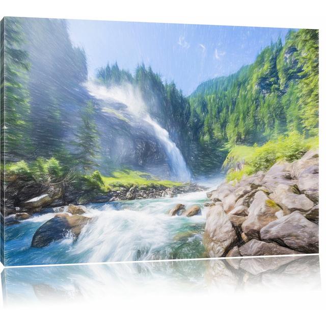 Leinwandbild „Die Krimmler Wasserfälle im Nationalpark Salzburg“, Grafikdruck East Urban Home Größe: 70 cm H x 100 cm B on Productcaster.