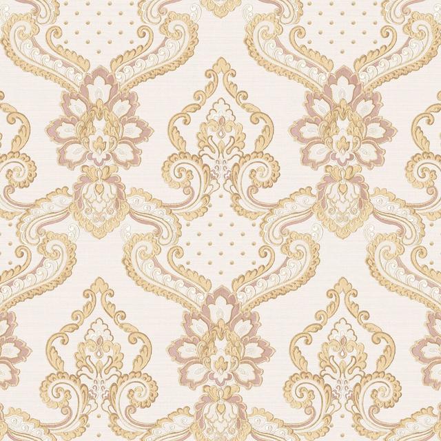 Caplinger 10.05m x 1.06m Textured Shimmer Paste the Wall Wallpaper Roll Rosalind Wheeler Colour: Beige/Pink/Gold on Productcaster.