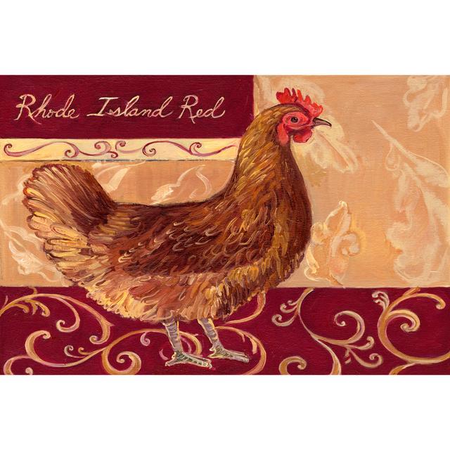 Rustic Roosters III by Theresa Kasun - Wrapped Canvas Art Prints Brambly Cottage Size: 81cm H x 122cm W on Productcaster.