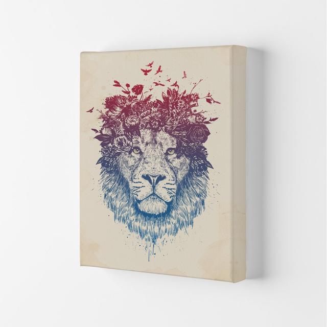 Floral Lion by Mercedes Lopes Charro - Print East Urban Home Size: 42cm H x 29.7cm W x 4cm D, Frame Options: Wrapped Canvas on Productcaster.