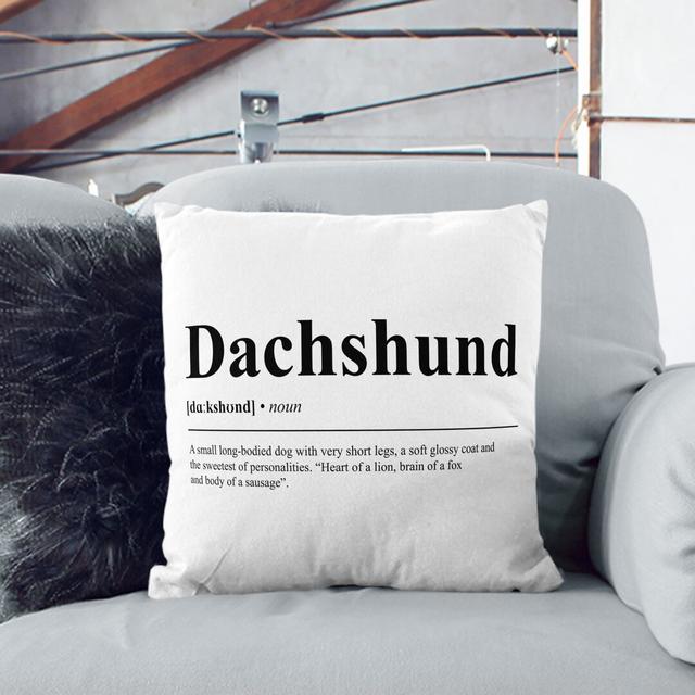 Dictionary Dachshund Typography Scatter Cushion East Urban Home Backing Colour: Stone, Size: 55cm H x 55cm W x 20cm D on Productcaster.