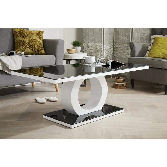 Reculver Unique Halo High Gloss Coffee Table - Modern Design Living Room Table Ivy Bronx Colour: Black on Productcaster.