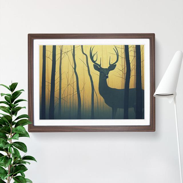 Magical Stag Deer - Single Picture Frame Print Alpen Home Size: 46cm H x 64cm W x 2cm D, Frame Colour: Walnut on Productcaster.