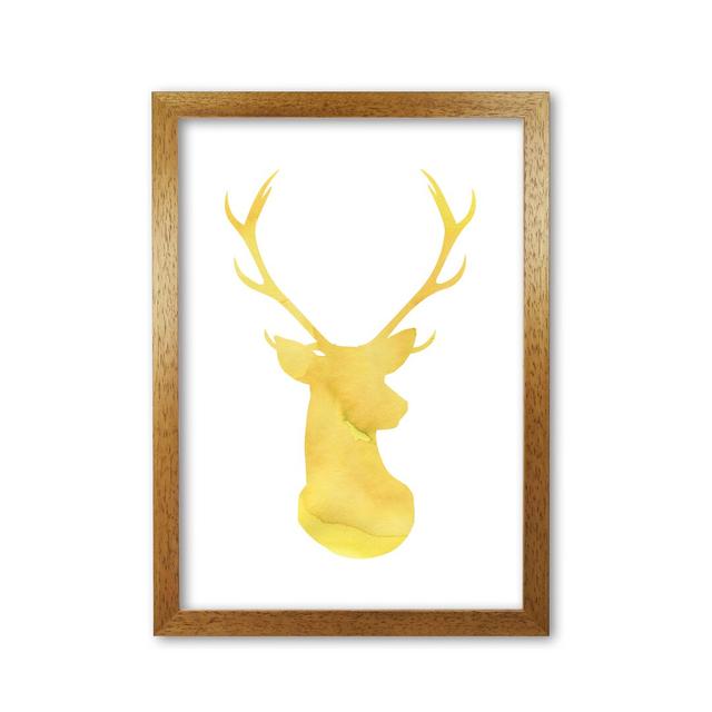 Stags Head - Painting East Urban Home Format: Honey Oak Frame, Size: 85 cm H x 60 cm W x 5 cm D on Productcaster.